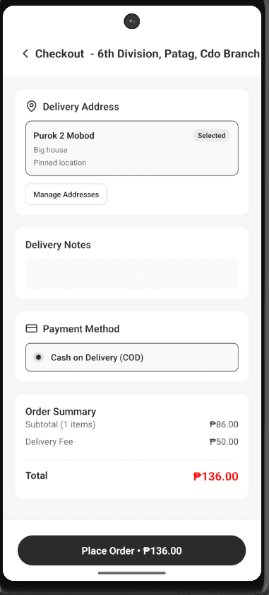 Pedro's Roving Market - Checkout Information for Customer App