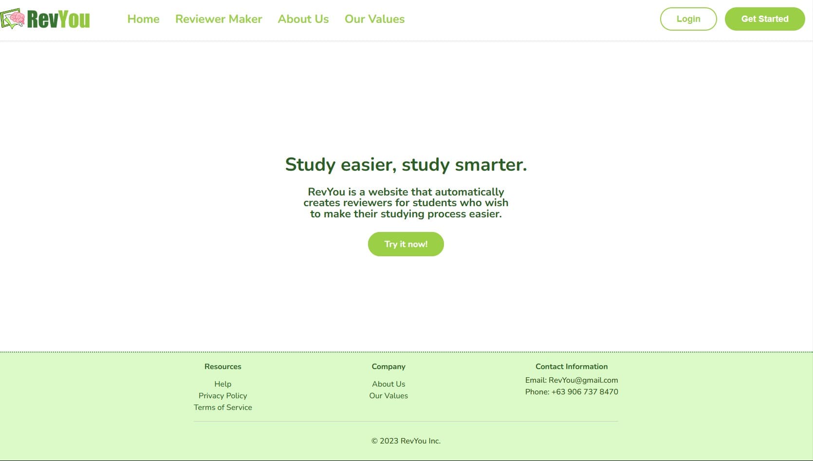 RevYou landing page